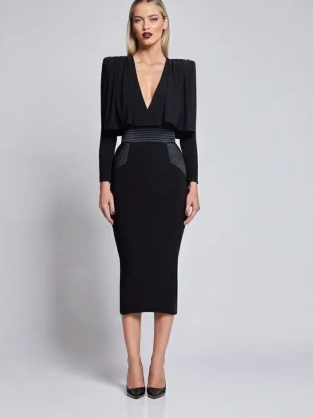 Zhivago NEW The Will Capelet Midi Black Dress